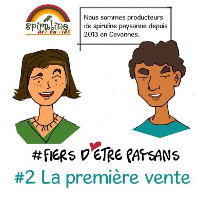 Deux personnages souriants, portant le texte "#FIERS D'ÊTRE PAYSANS" en dessous d'eux.